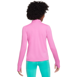 Girls' T-shirt Nike Dri-Fit Long Sleeve 1/2 Zip Top - playful pink/white