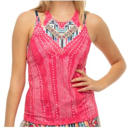 Women's top Lucky in Love Pretty in Ink Bralette Tank - shocking pink