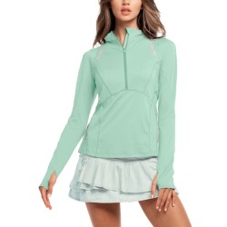 Women's long sleeve T-shirt Lucky in Love Avant Garde 1.0 Architect 1/4 Zip Long Sleeve - sage