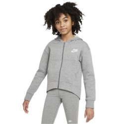 Girls' jumper Nike Sportswear Club Fleece FZ Hoodie G - carbon heather/white