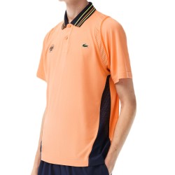 Men's Polo T-shirt Lacoste Sport Roland Garros Edition Ultra-Dry Two Tone Polo Shirt - light orange/navy blue