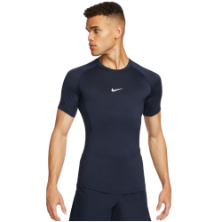 Men’s compression clothing Nike Pro Dri-FIT Tight Short-Sleeve Fitness Top - obsidian/white