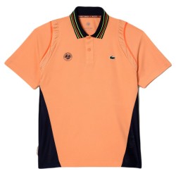 Men's Polo T-shirt Lacoste Sport Roland Garros Edition Ultra-Dry Two Tone Polo Shirt - light orange/navy blue