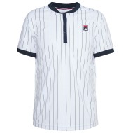 Men's Polo T-shirt Fila T-Shirt Stripes Button M - white/peacoat blue