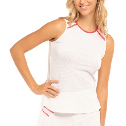 Women's top Lucky in Love Core Whites Mesh Love Tank - white/coral rush