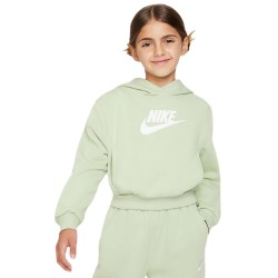 Girls' jumper Nike Sportswear Club Fleece Crop Hoodie - honeydew/white