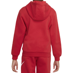 Girls' jumper Nike Club Fleece Full-Zip Hoodie - university red/white