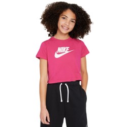 Girls' T-shirt Nike Sportswear Crop Futura Tee - fireberry/white