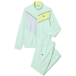 Men's Tracksuit Lacoste Stretch Fabric Tennis Sweatsuit - light green/yellow/white