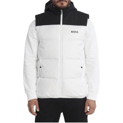 Men's vest BOSS Water-Repellent Hooded Gilet With Logo Detail - white