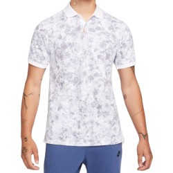 Men's Polo T-shirt Nike Dri-Fit Printed Slim Fit Polo - white/white