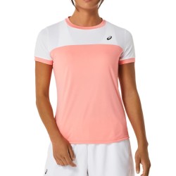 Women's T-shirt Asics Court Short Sleeve Top - guava/brilliant white