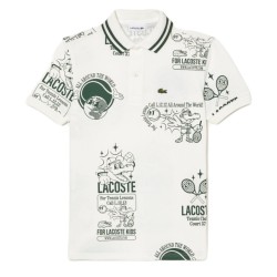 Boys' t-shirt Lacoste Graphic Print Cotton Polo - white/dark green