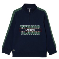 Boys' jumper Lacoste Tennis Print Quarter-Zip Sweatshirt - navy blue/dark green