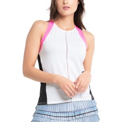 Women's top Lucky in Love Prep It Up Scuba High Neck Tank - white