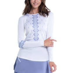 Women's long sleeve T-shirt Lucky in Love All About Ikat Sport Long Sleeve Top - shadow