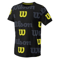 Boys' t-shirt Wilson All Over Logo Tech Tee B - black