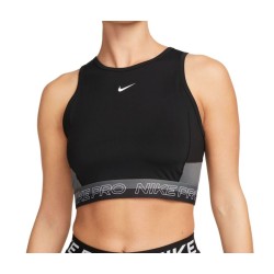 Women's top Nike Pro Dri-Fit Cropped Training Tank Top - black/iron grey/white/white