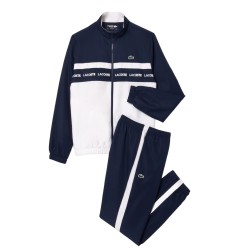 Men's Tracksuit Lacoste Sportsuit Logo Stripe Tennis Tracksuit - navy blue/white