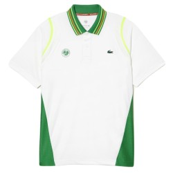 Men's Polo T-shirt Lacoste Sport Roland Garros Edition Ultra-Dry Two Tone Polo Shirt - white/green