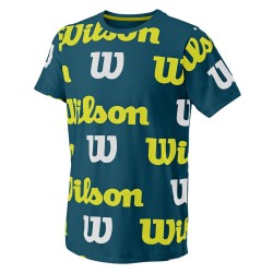 Boys' t-shirt Wilson All Over Logo Tech Tee B - blue coral