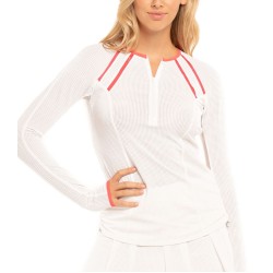 Women's long sleeve T-shirt Lucky in Love Core Whites Raglan Zip L/S - white/coral crush