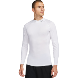 Men’s compression clothing Nike Pro Dri-FIT Fitness Mock-Neck Long-Sleeve - white/black