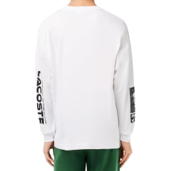 Men's long sleeve T-shirt Lacoste Loose Fit Ren_ Lacoste Print T-Shirt - white/black