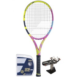 Tennis racket Babolat Pure Aero RAFA 2 gen. - yellow/pink/blue + string + stringing