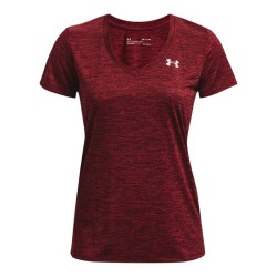 Women's T-shirt Under Armour Women's Tech Twist V-Neck - chestnut red/radio red