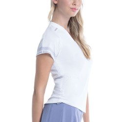 Women's T-shirt Lucky in Love All About Ikat Stripe Short Sleeve Top - white