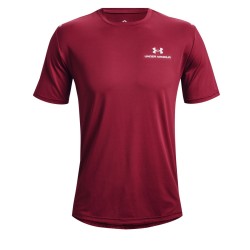 Men's T-shirt Under Armour Rush Energy Short Sleeve - black rose/white