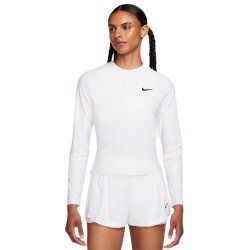 Women's long sleeve T-shirt Nike Court Advantage Dri-Fit 1/4-Zip Tennis Mid Layer - white/black
