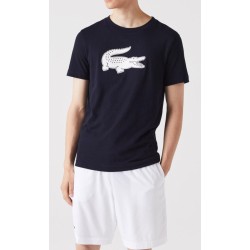 Men's T-shirt Lacoste SPORT 3D Print Crocodile Breathable Jersey T-shirt - navy blue/white