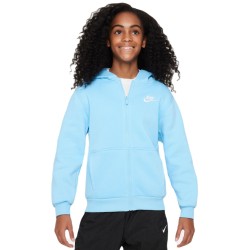Girls' jumper Nike Kids Club Fleece Full-Zip Hoodie - aquarius blue/white