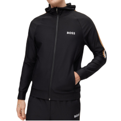 Men's Jumper BOSS x Matteo Berrettini Zip-Up Hoodie In Active-Stretch Jersey With Logo - black