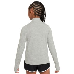 Girls' T-shirt Nike Kids Dri-Fit Long Sleeve 1/2 Zip Top - dark grey heather/white