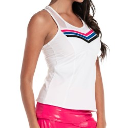 Women's top Lucky in Love Neon Lights Shadow Play Racerback Tank - white