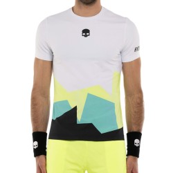 Men's T-shirt Hydrogen Mountains Tech T-shirt - white/yellow fluo/green/black