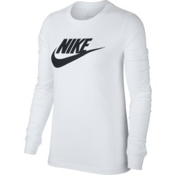 Women's long sleeve T-shirt Nike Swoosh Essential LS Icon Ftr - white/black