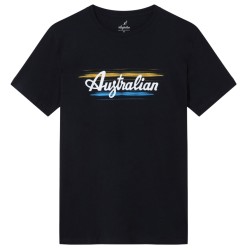 Men's T-shirt Australian Cotton T-Shirt Brush Line Print - blu navy