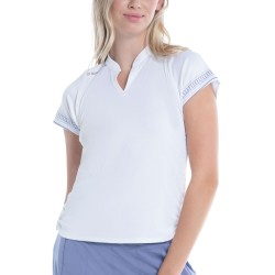 Women's T-shirt Lucky in Love All About Ikat Stripe Short Sleeve Top - white