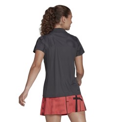 Women's polo T-shirt Adidas W Club Graphic Polo - grey six/acid red