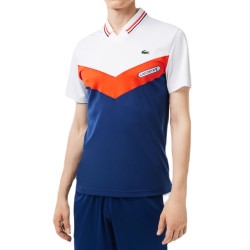 Men's Polo T-shirt Lacoste Tennis x Daniil Medvedev Seamless Effect Polo Shirt - navy blue/orange/white