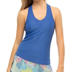 Women's top Lucky in Love Techno Tropic Wavy V-Neck Tank w/Bra Women - blue marine