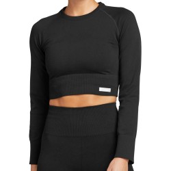 Women's long sleeve T-shirt Bj_rn Borg Stockholm Seamless Crop Top W - black beauty