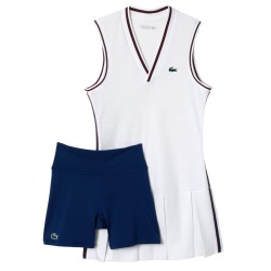 Women's dress Lacoste Sport Dress with Removable Piqu_ Shorts - white/navy blue