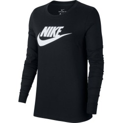 Women's long sleeve T-shirt Nike Swoosh Essential LS Icon Ftr - black/white