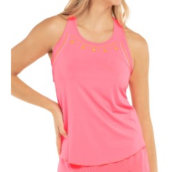 Women's top Lucky in Love Embroidery Stitch Around Tank - neon pink