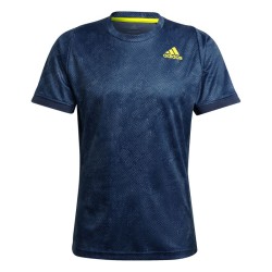 Men's T-shirt Adidas Freelift Printed Primeblue Tee M - crew navy/acid yellow/crew blue